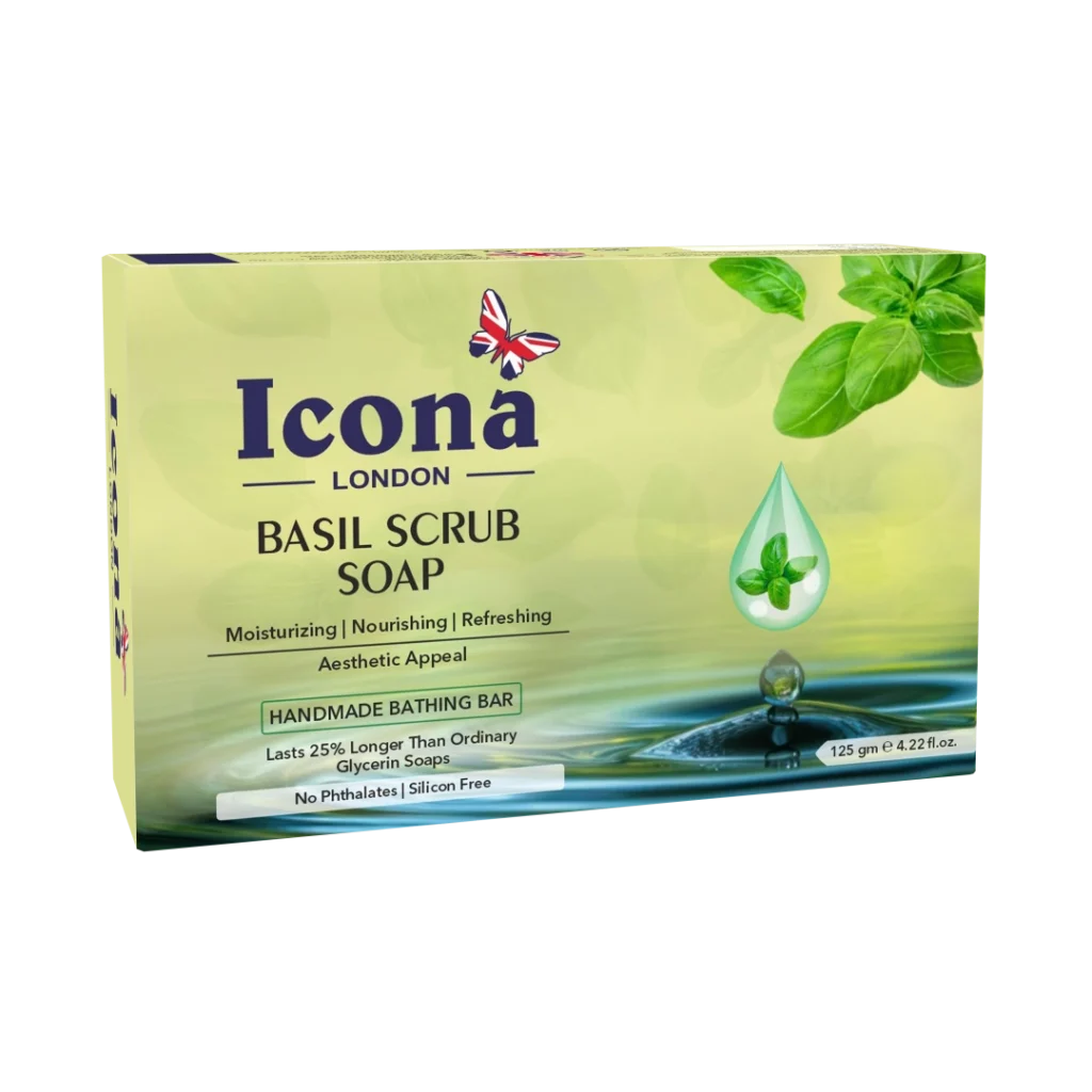 Icona London Basil Scrub Soap Handmade Bathing Bar 125 GM