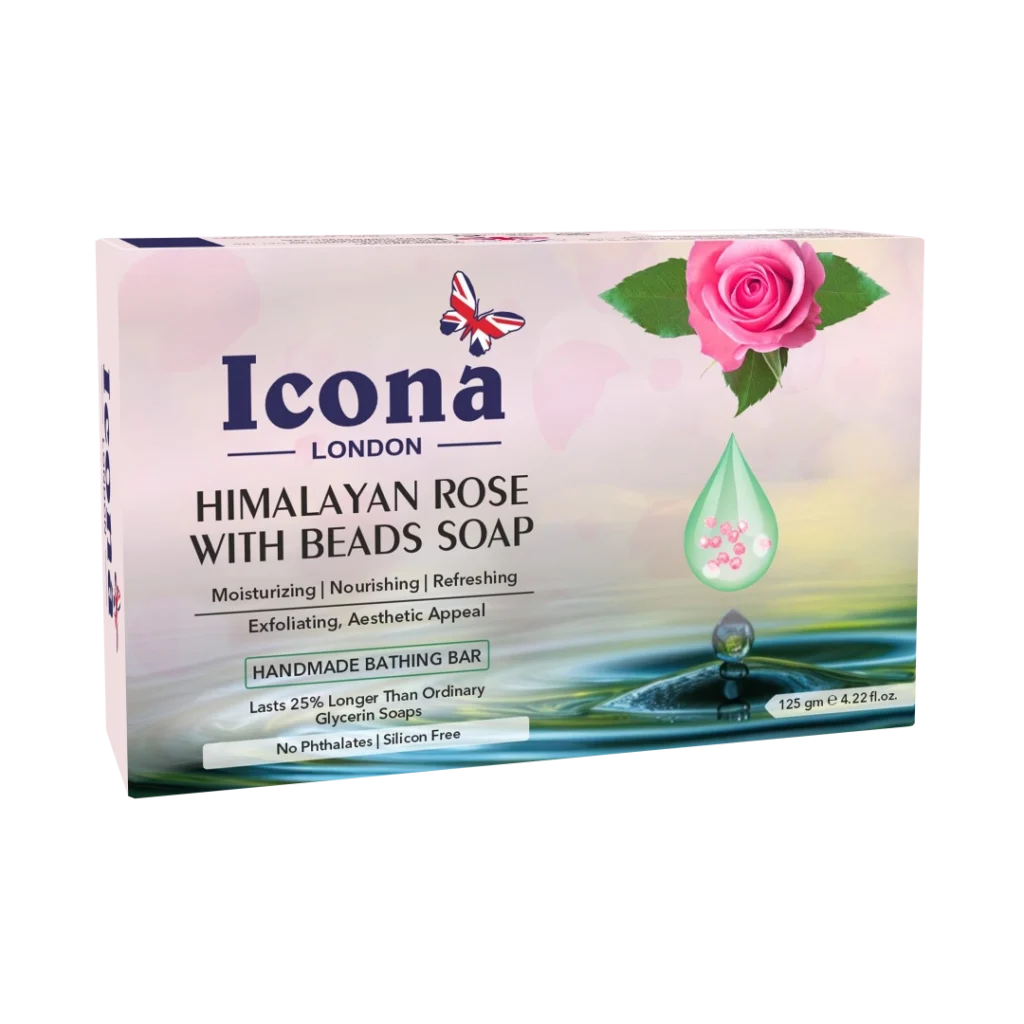 Icona London Himalayan Rose with Beads Soap Handmade Bathing Bar 125 GM