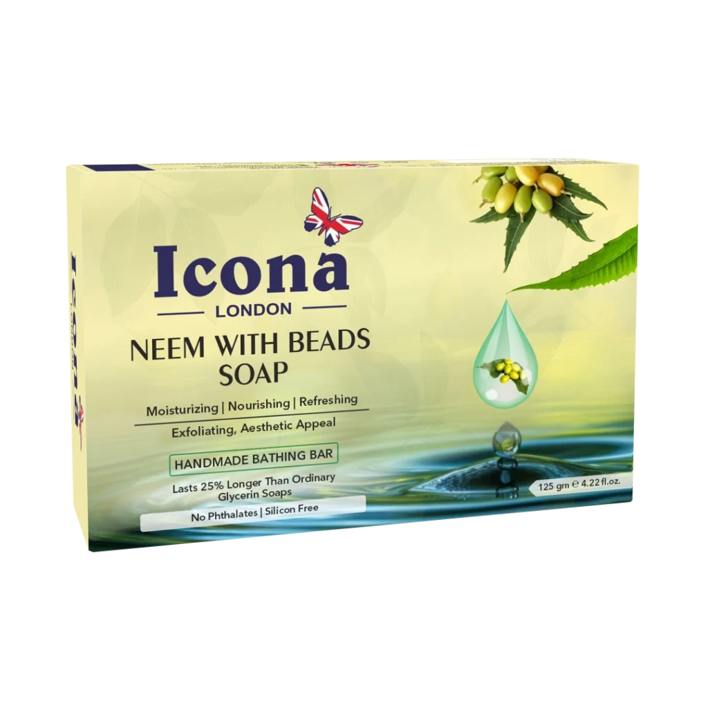 Icona London Neem with Beads Soap Handmade Bathing Bar 125 GM
