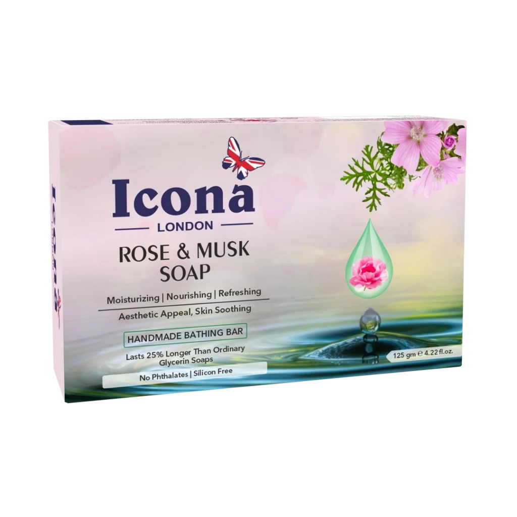 Icona London Rose & Musk Soap Handmade Bathing Bar 125 GM